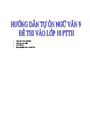 Hướng dẫn tự ôn Ngữ văn 9 thi vào lớp 10 THPT